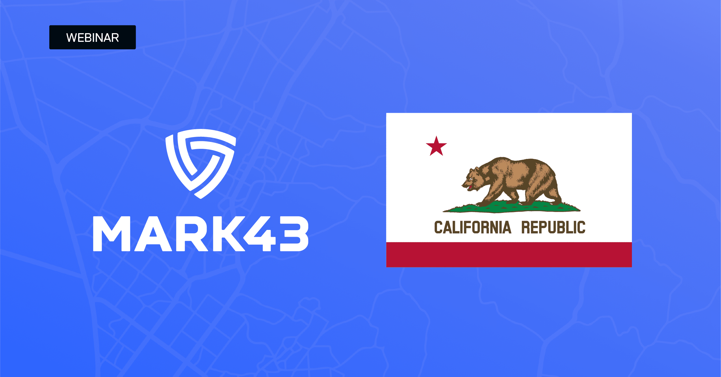 Mark43 logo and the California republic flag