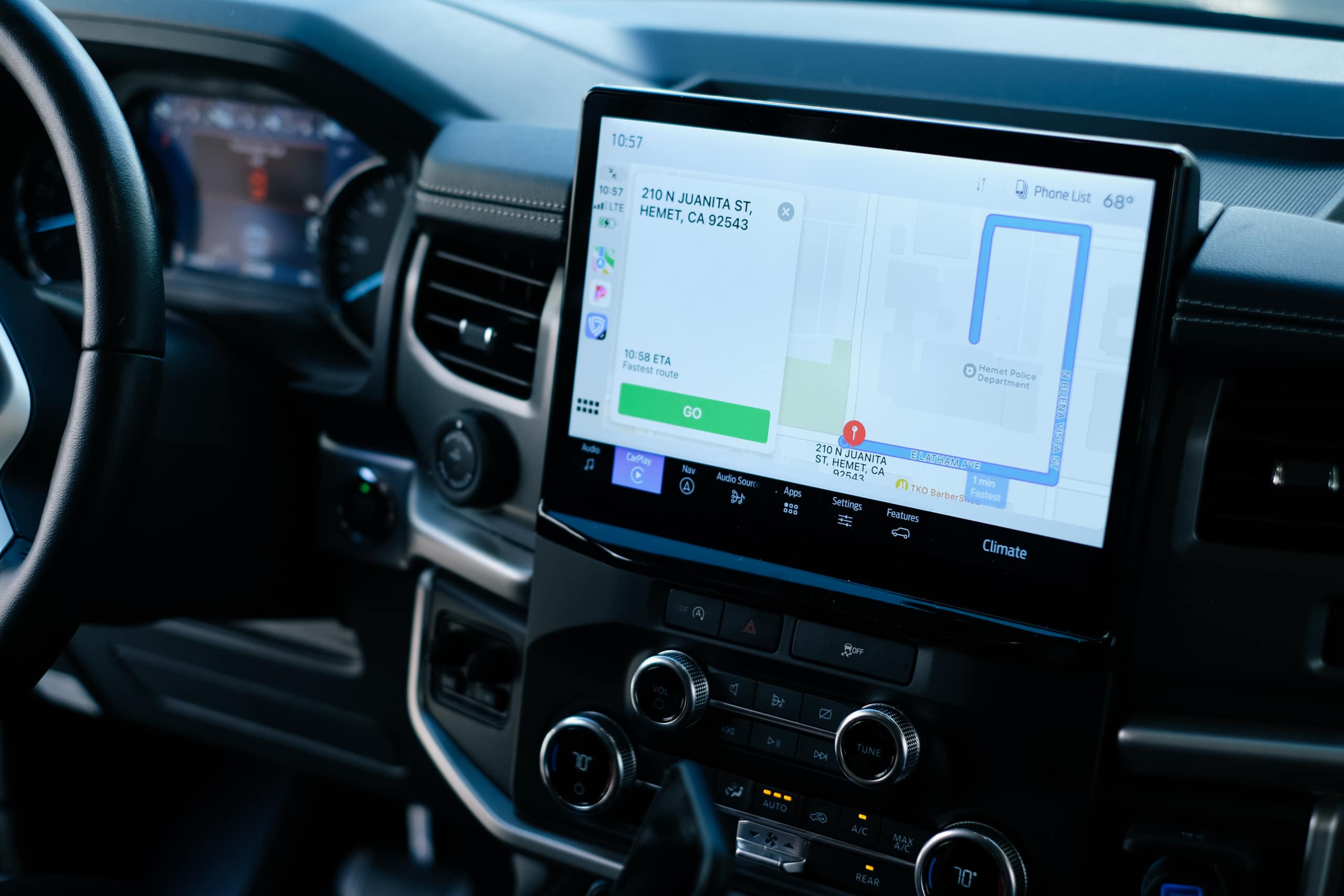 a carplay navigation system on a car screen