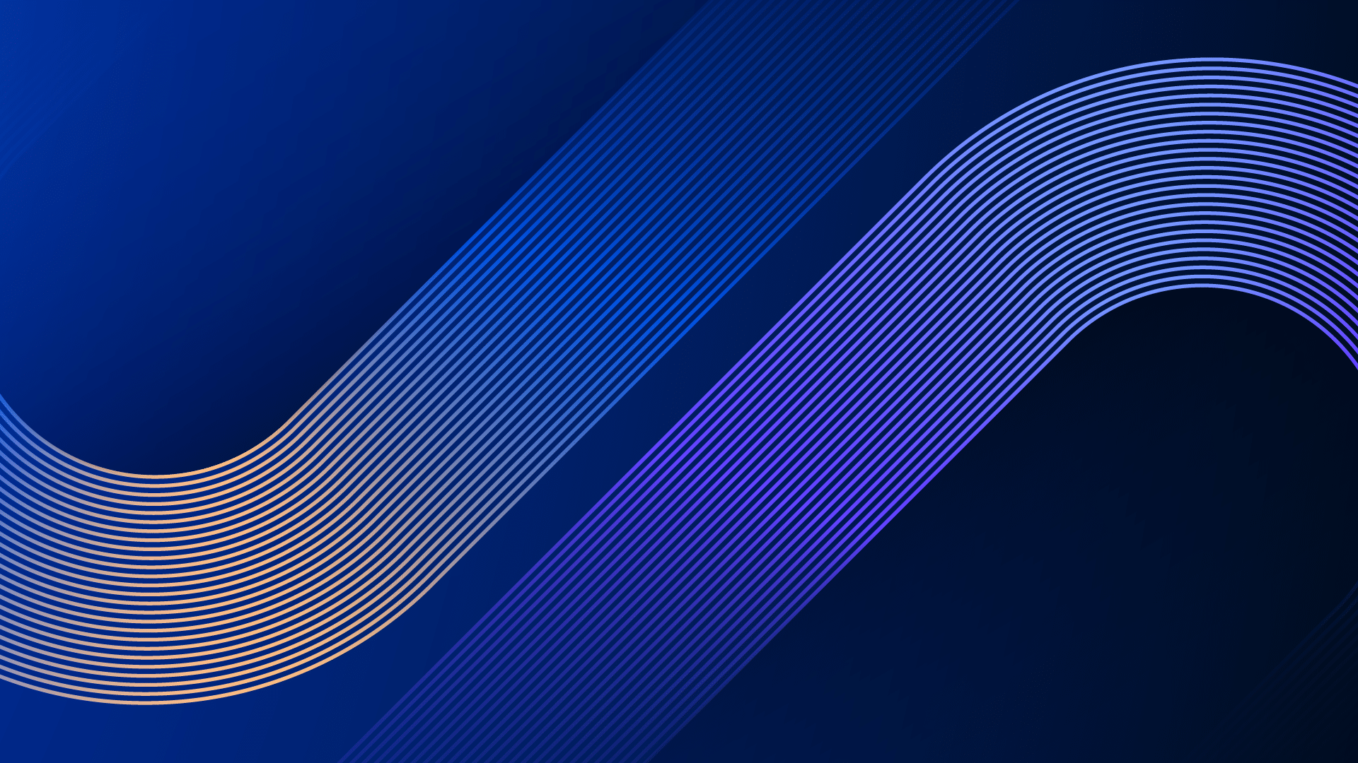 A sleek, abstract image featuring smooth, curved lines in blue and purple gradients on a dark blue background.