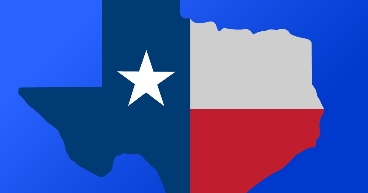 the state of Texas with the Texas flag filled in it