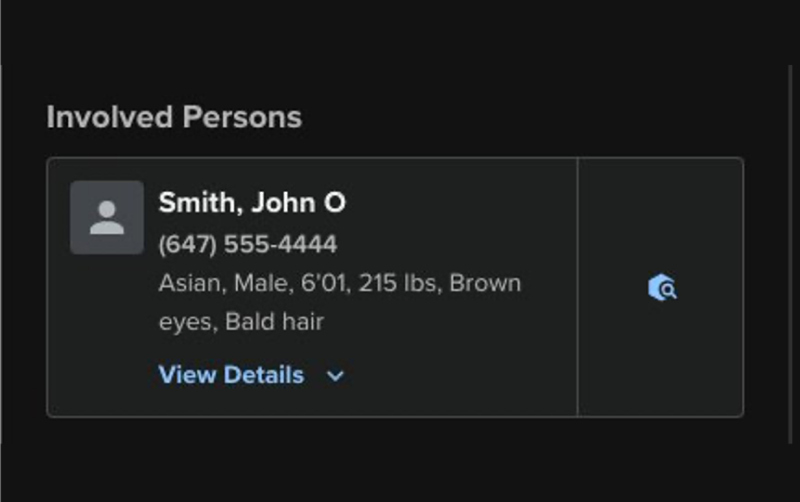 First responder Person Summaries at a Glance screen