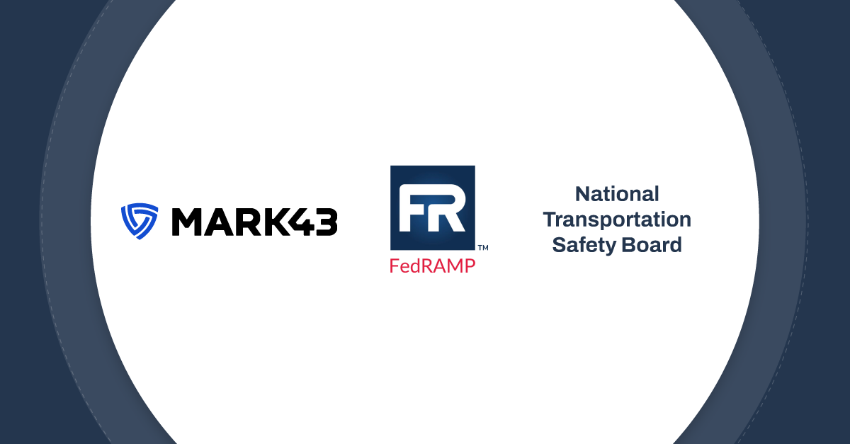 Mark43, FedRAMP, and National Transportation Safety Board logos