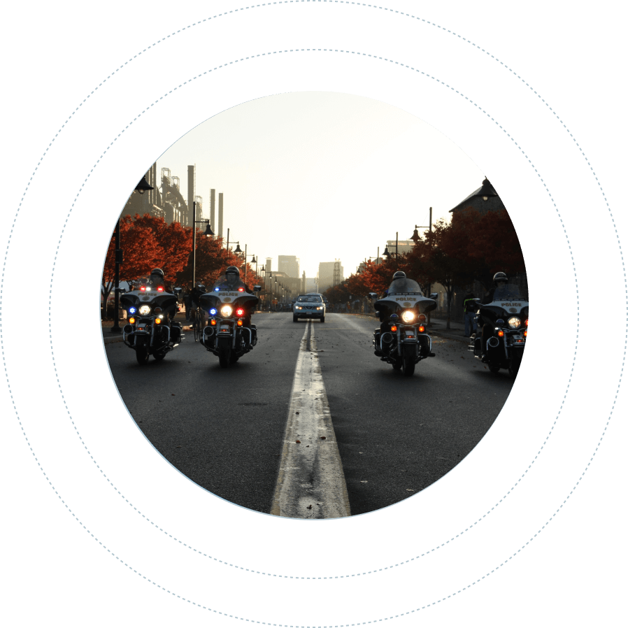 police motorcycles on a city street